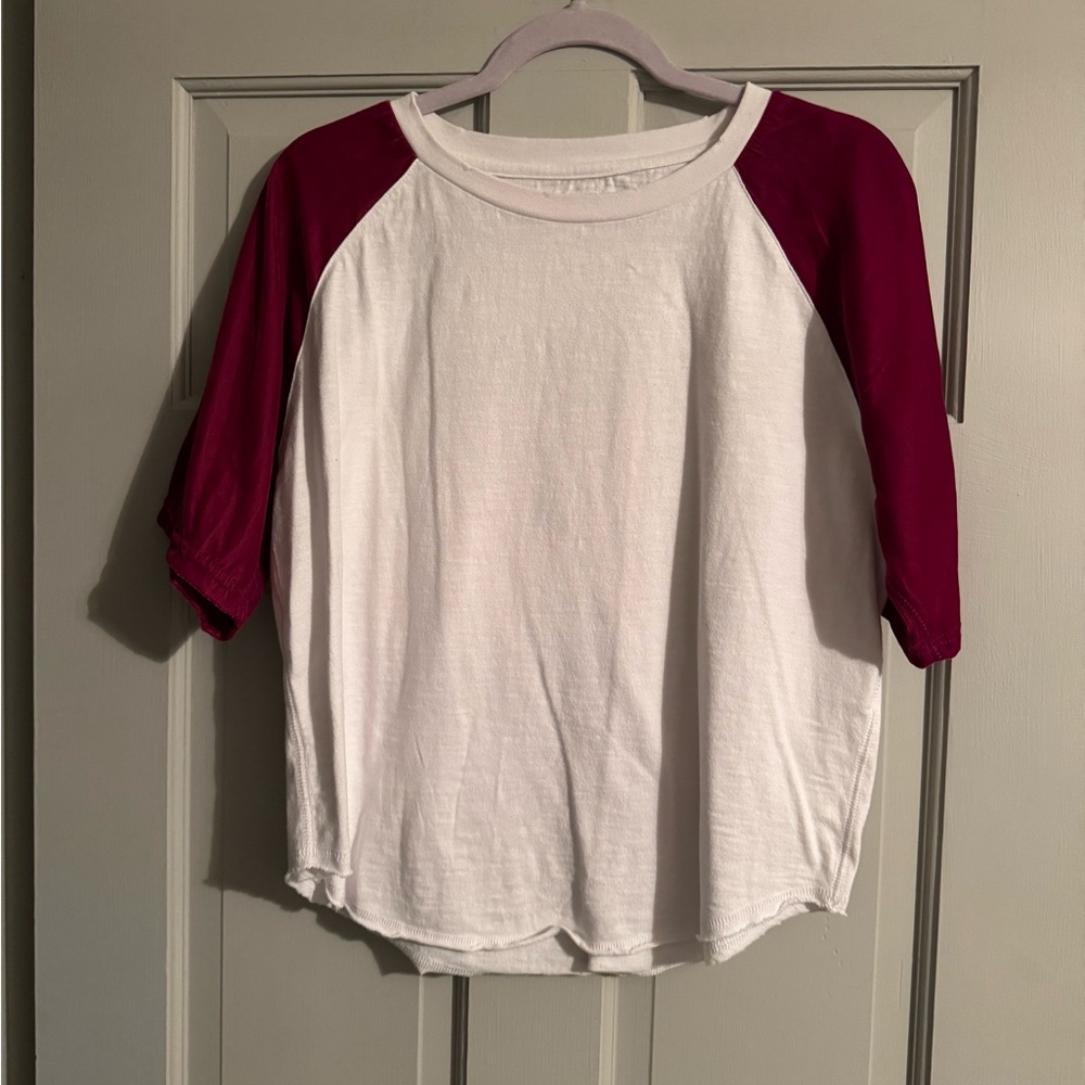 Current/Elliott Raglan Tee - White and Burgundy